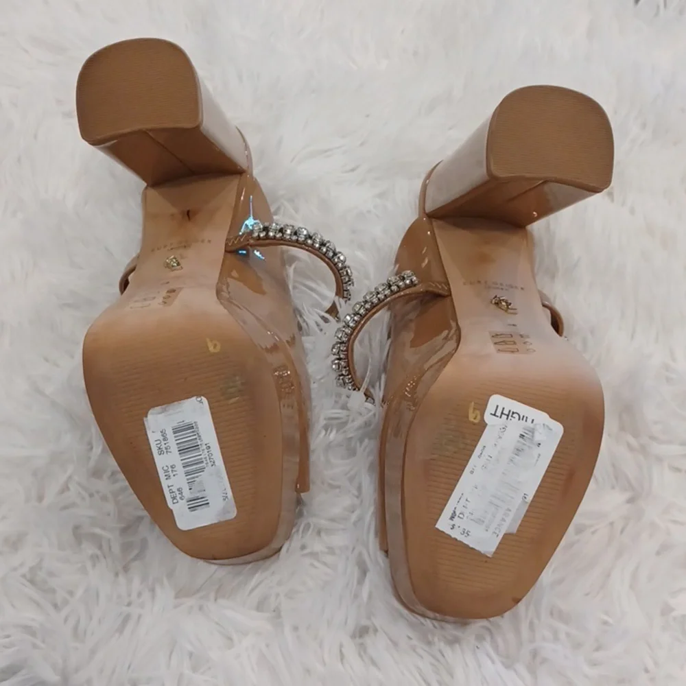 Kurt Geiger London Duke Platform Rhinestone Jeweled Peep Toe Sandals NEW - Picture 11 of 12